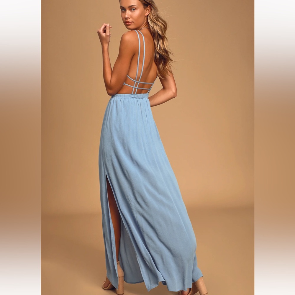 Lulus lost in paradise slate blue dress